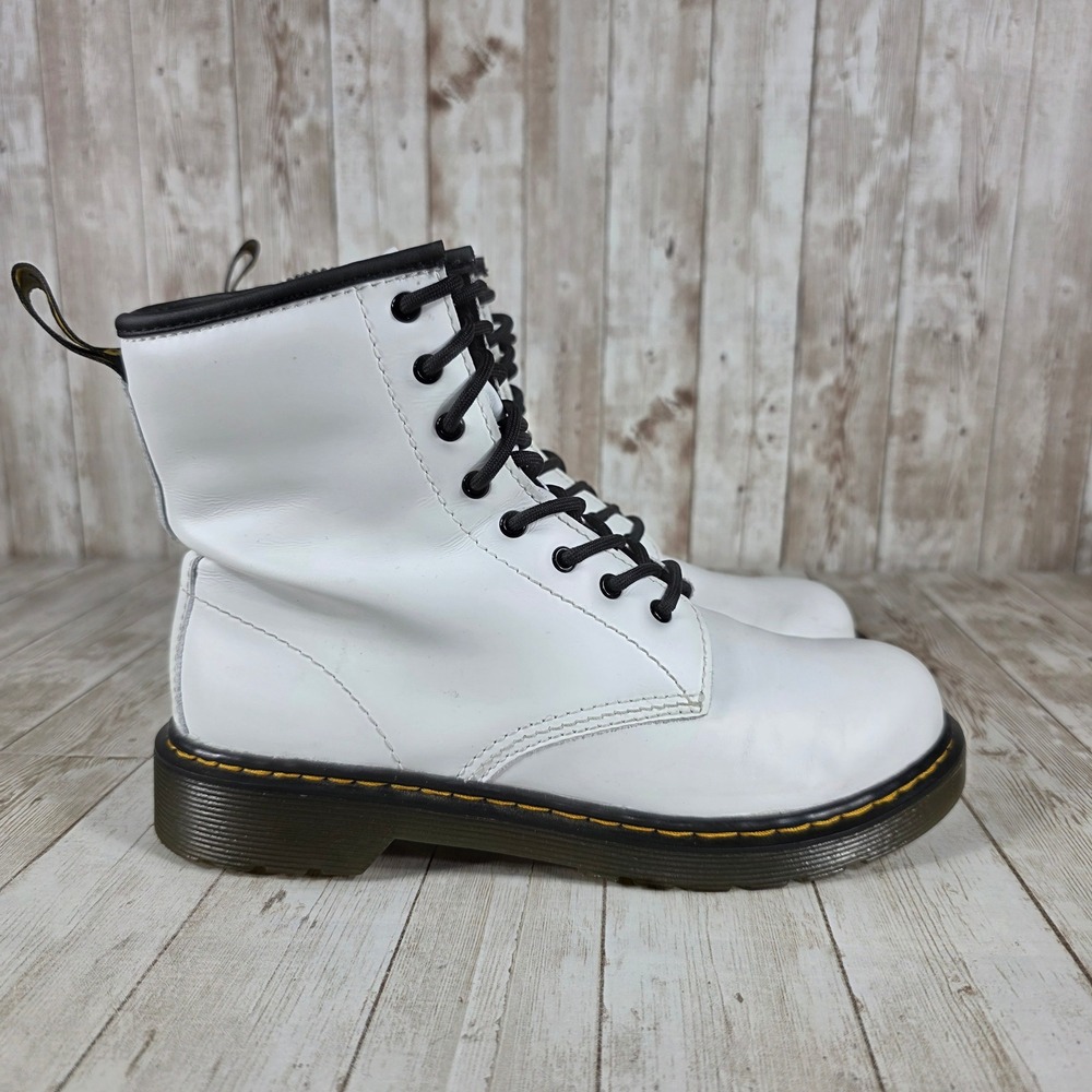 Dr. Martens 1460 White Leather Ankle Boots Lace Up Zipper Womens Size US 6